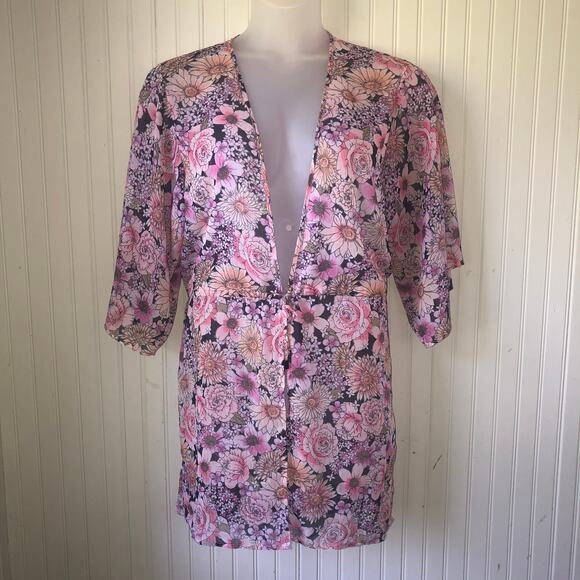 SANCTUARY Retail $85 Petal Pusher Floral Tie Caftan Swim Cover Up Size Med - Picture 1 of 5